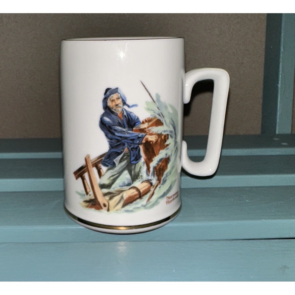 Norman Rockwell Tankard Collection 1984 Braving Storm‎ Mug Excellent Cond